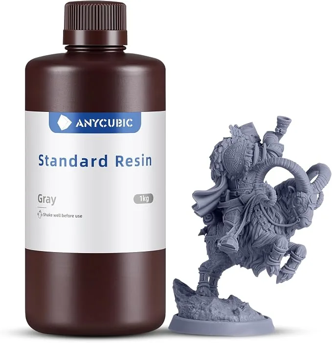 3D Printer Resin, 405nm SLA UV-Curing Resin with High Precision and Quick Curing & Excellent Fluidity for LCD 3D Printing (Grey, 1kg)