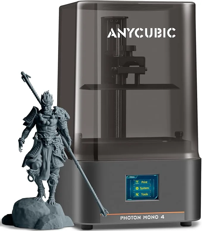 Photon Mono 4, Resin 3D Printer with 7'' 10K Mono LCD Screen | Stable LighTurbo Light Source and 70mm/h Fast Printing, Print Volume 6.04'' x 3.42'' x 6.49''